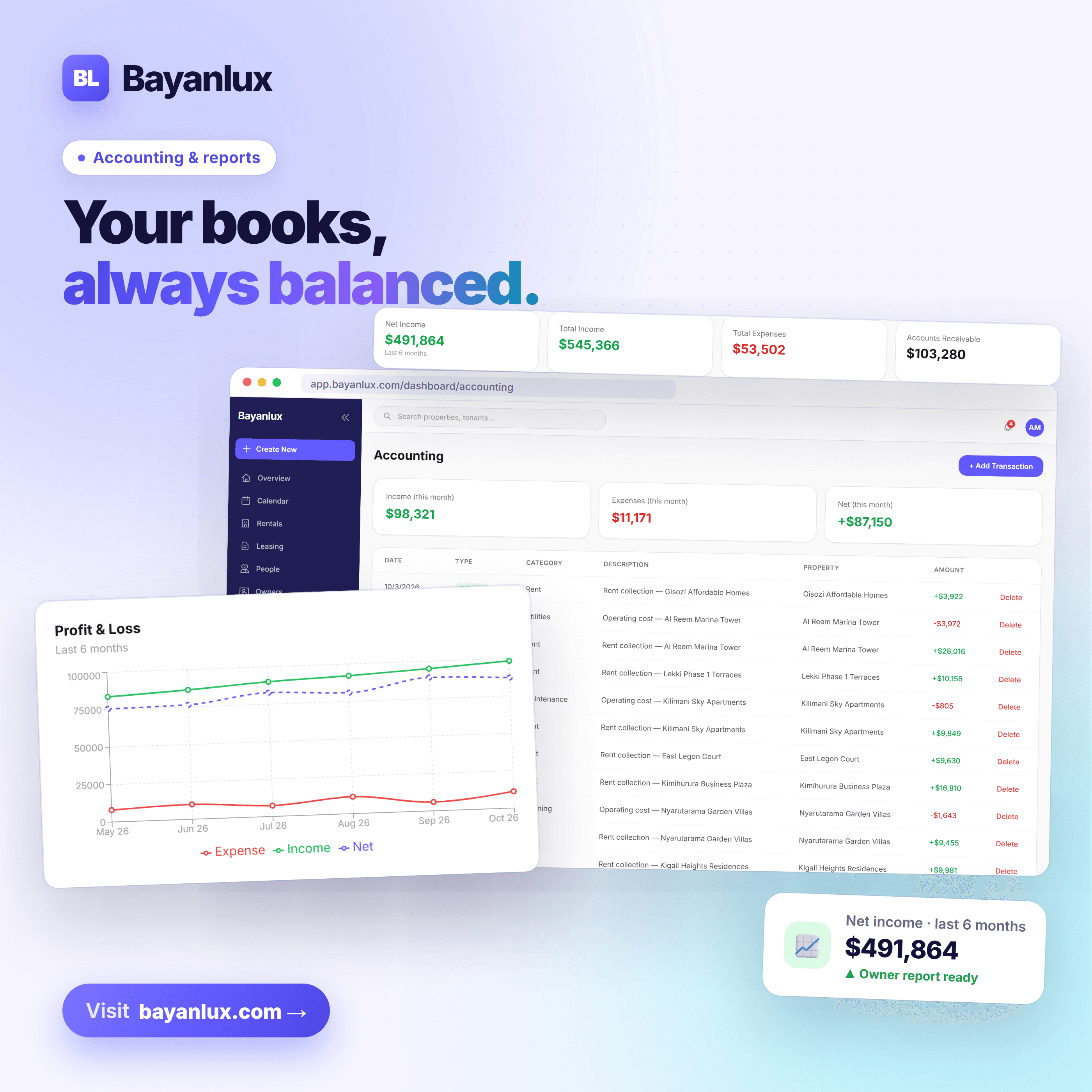 Bayanlux accounting dashboard