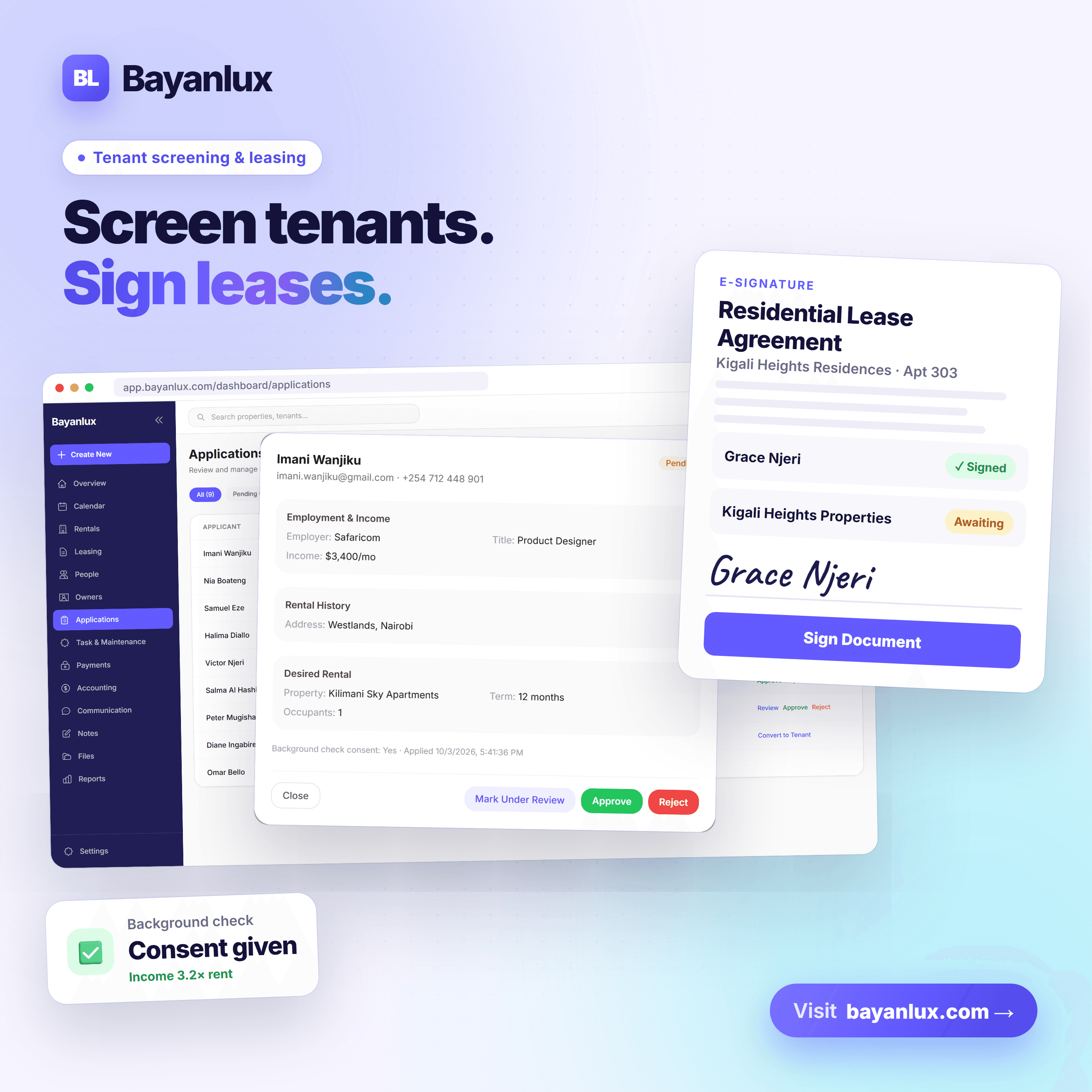Bayanlux tenant screening